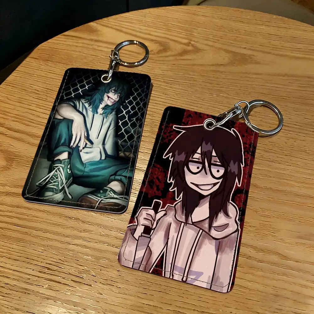 

Держатель для карт с изображением Джеффа-убийцы (мультяшный персонаж) с брелоком, защитный чехол для банковских, кредитных, проездных и других карт