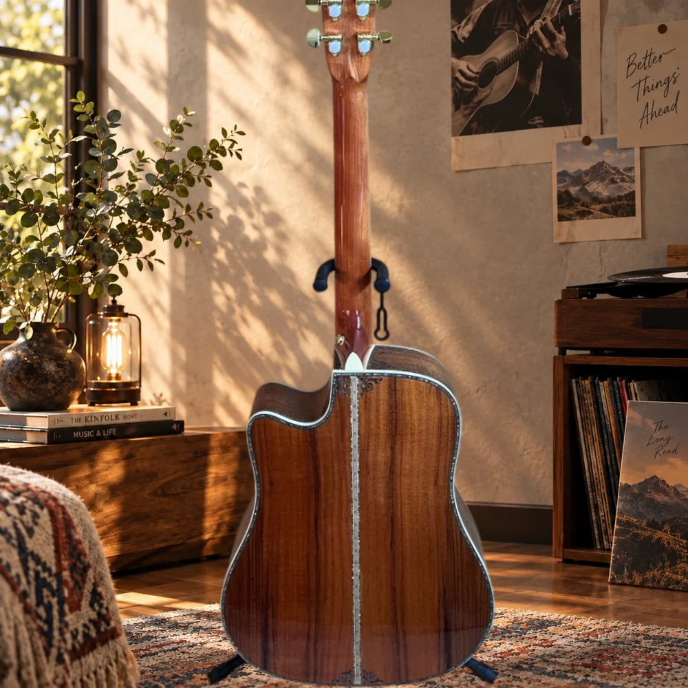 New 41 Inch D45 Acoustic Guitar, Koa Body, Ebony Fingerboard, Luxury Large Vase Design, 6 Strings, Folk Guitar