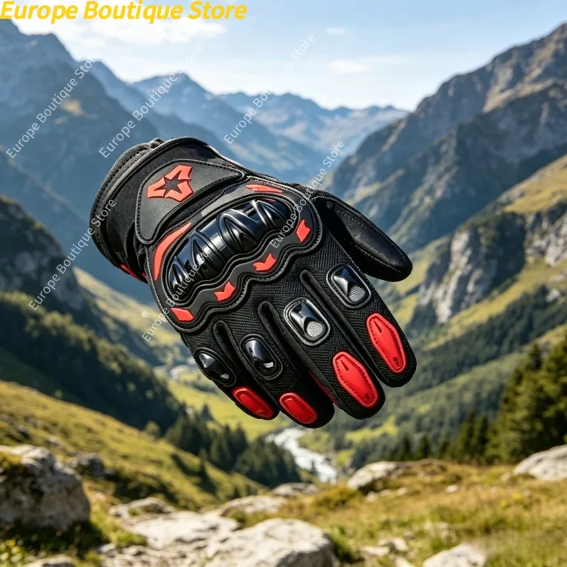 

4 Seasons Full Finger Motorcycle Gloves Anti Slip Anti Fall Touch Screen Breathable Riding Equipment For Men Biker