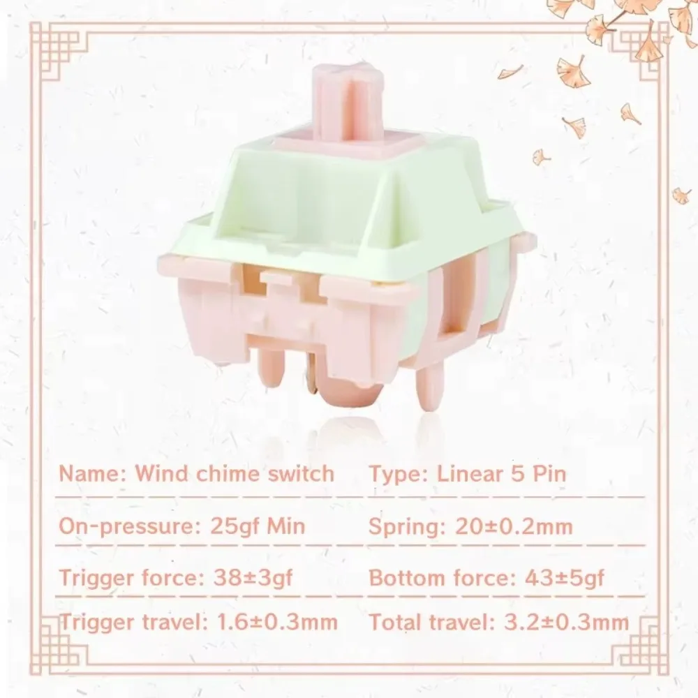 LODK Wind Chime Linear Switch 5Pin POM 38gf Factory Lubed HIFI MX Compatible Mechanical Keyboard Switch Office Pc Accessories