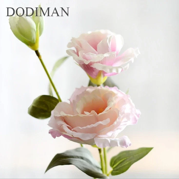 European Artificial Silk Flowers 3 Heads Fake Eustoma Gradiflorus Lisianthus Christmas Wedding Partys Home Decorative  1PCS