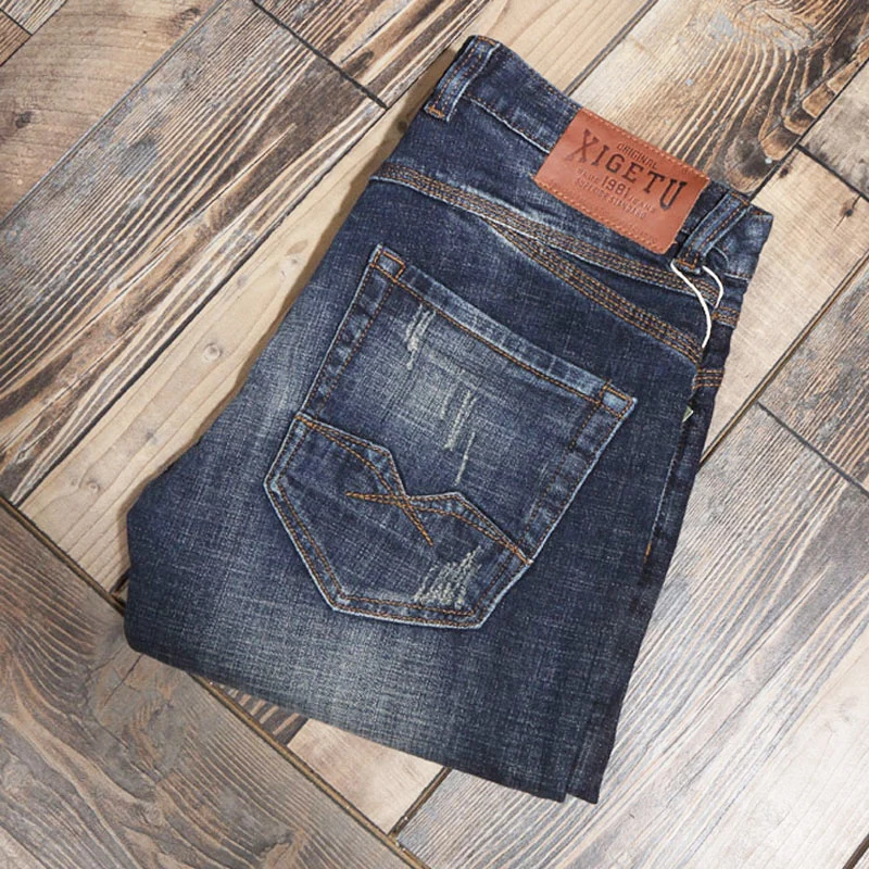 Mới Được Nhà Thiết Kế Quần Jean Thời Trang Nam Retro Xanh Dương Thun Mỏng Phù Hợp Với Quần Jeans Rách Nam Phong Cách Ý Vintage Cổ Denim Quần Hombre