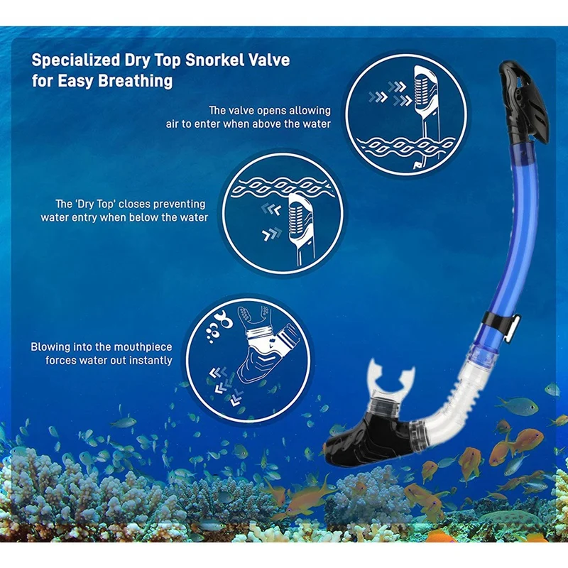 Hot Full Dry Diving Snorkel Breathing Tube With Silicone Mouthpiece Swimming Snorkel Diving Equipment For Adults And Youth