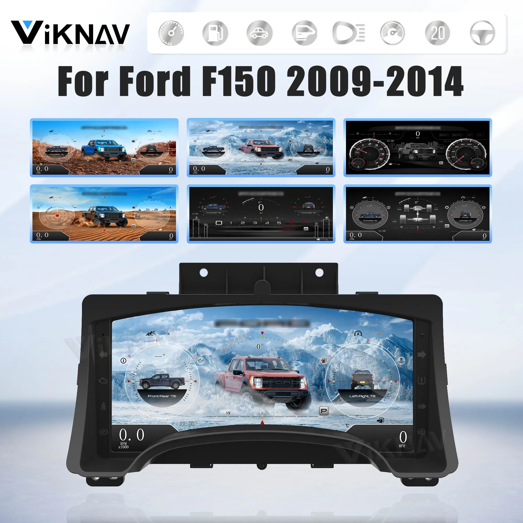 

Viknav для Ford F150 2009-2014, ЖК-цифровой кластер, панель приборной панели, экран спидометра, виртуальный приборный кластер, виртуальная кабина
