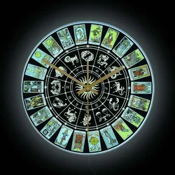 The Major Arcana Wheel of the Zodiac Luminous Wall Clock Tarot Prediction LED Lighting Decor Horoscope Circle Clock Glow In Dark