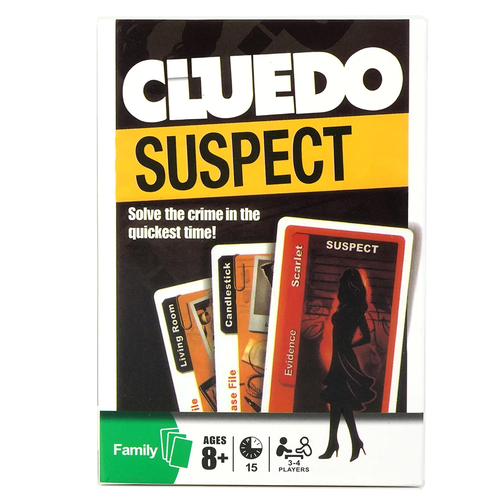 Cluedo-Juego de cartas para esconder toda la diversión de Clue, juego de fiesta familiar