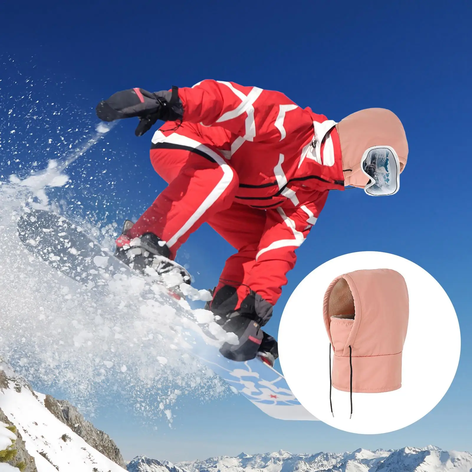 Hood Face Cover Waterproof Fleece Hat With Drawstring Cold Weather Skiing Hat Hooded For Runners Cyclists Women Motorcycle view 3