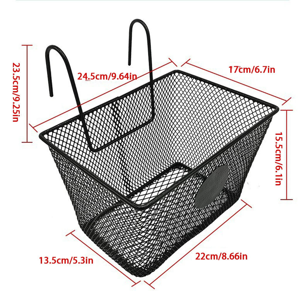 

Bike Metal Mesh Bike Basket Front Handlebar Shopping Storage 25x17x15CM E-Scooter E-bike Bicycle Front Handlebar Basket