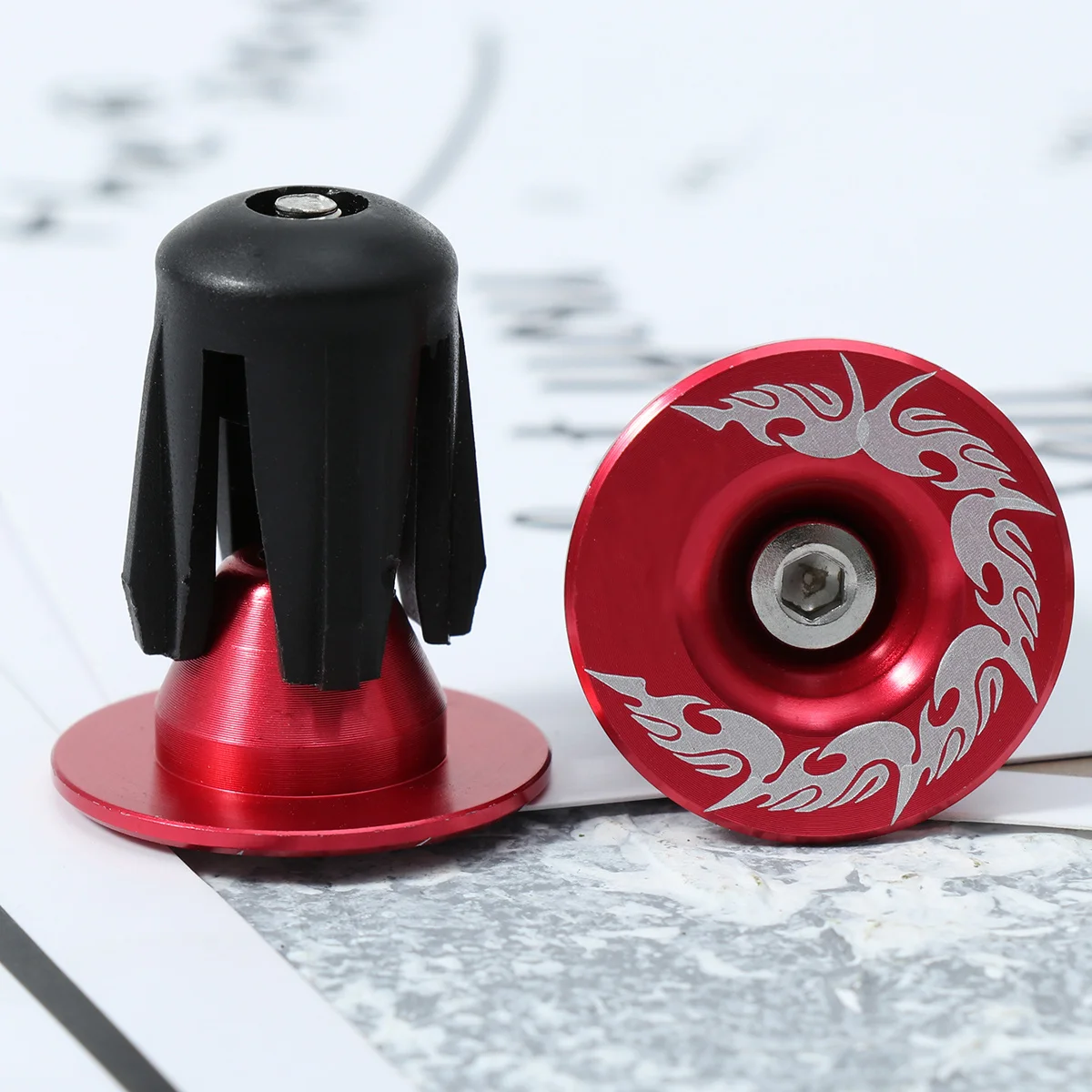 Bike Handlebar End Plugs Aluminum Alloy Blue Caps Silver Ring For Mountain Road Fixed Gear Folding Bikes Bar End Caps