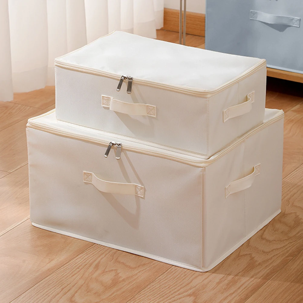 

Large Capacity Collapsible Storage Box Fabric Oxford Cloth Dust Free Clothes Organizer Foldable White Boxes Storage Bin