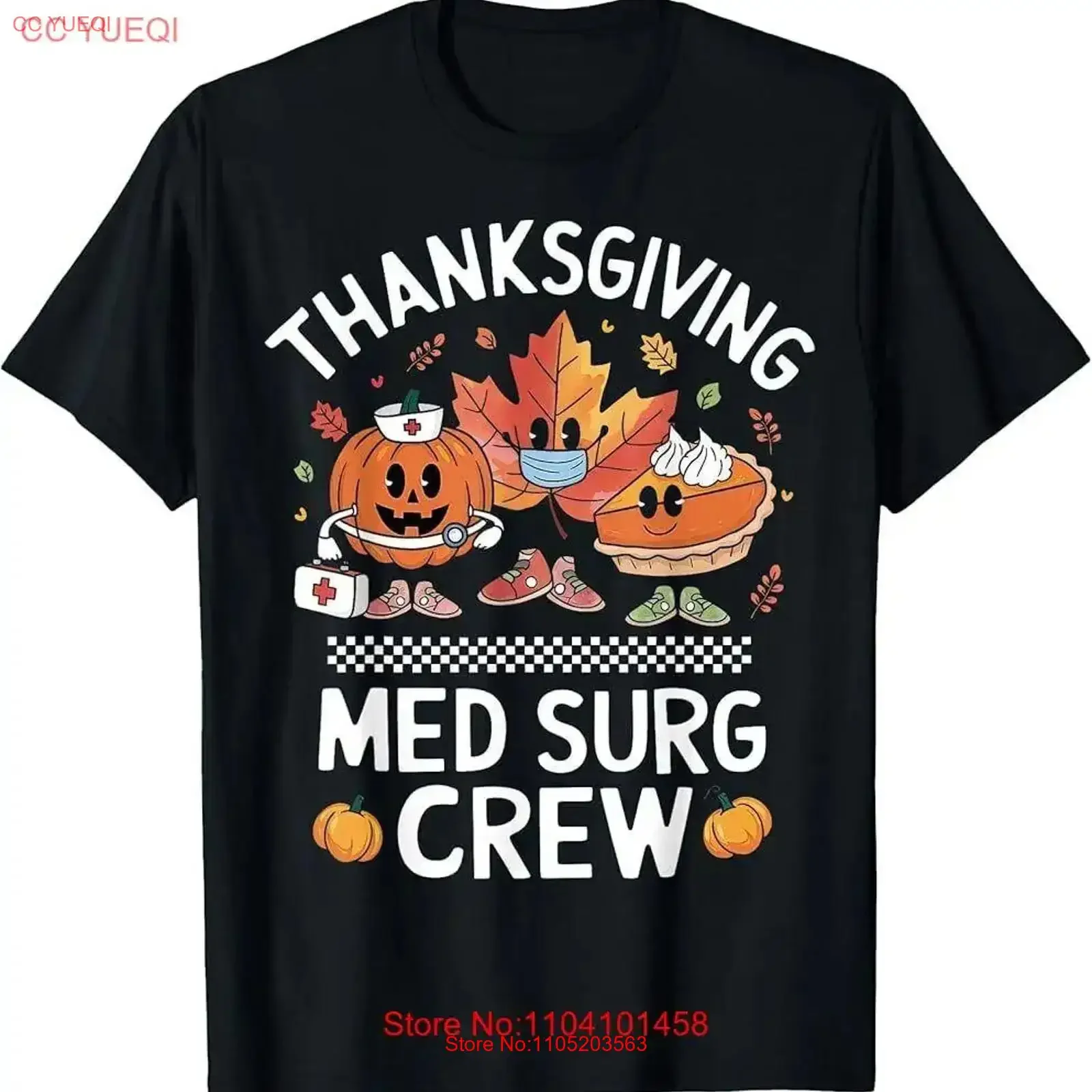 

Med Surg Crew Тыквенный пирог Осенний лист День благодарения Медсестра Ретро футболка винтажный стираный топ унисекс для повседневной носки Дышащий