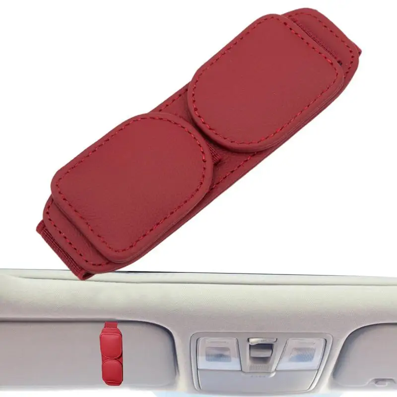 

Sun Visor Glasses Holder PU Leather Vehicle Ticket Card Holder Automobile Interior Accessories Auto Storage Clip For Sunglasses