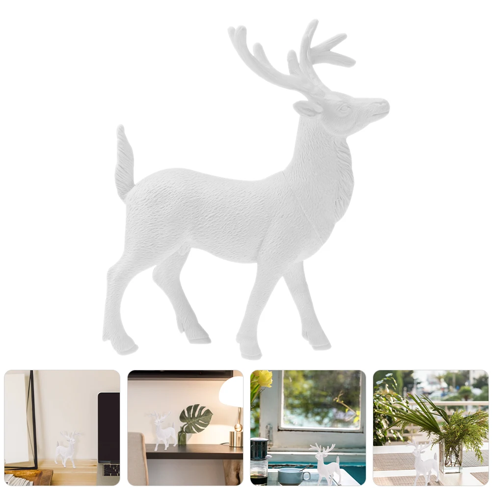 

5pcs White 14Cm Reindeer Christmas Decoration Plastic Deer Ornament For Holiday Home Party Table Decor Xmas Cake Topper Reindeer