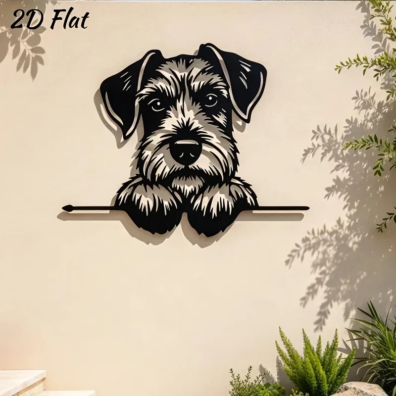 1pc Vintage Schnauzer Dog Metal Wall Art - Dog Lover'S Christmas Gift - Weatherproof Ironwork Whisker Guardian Silhouette