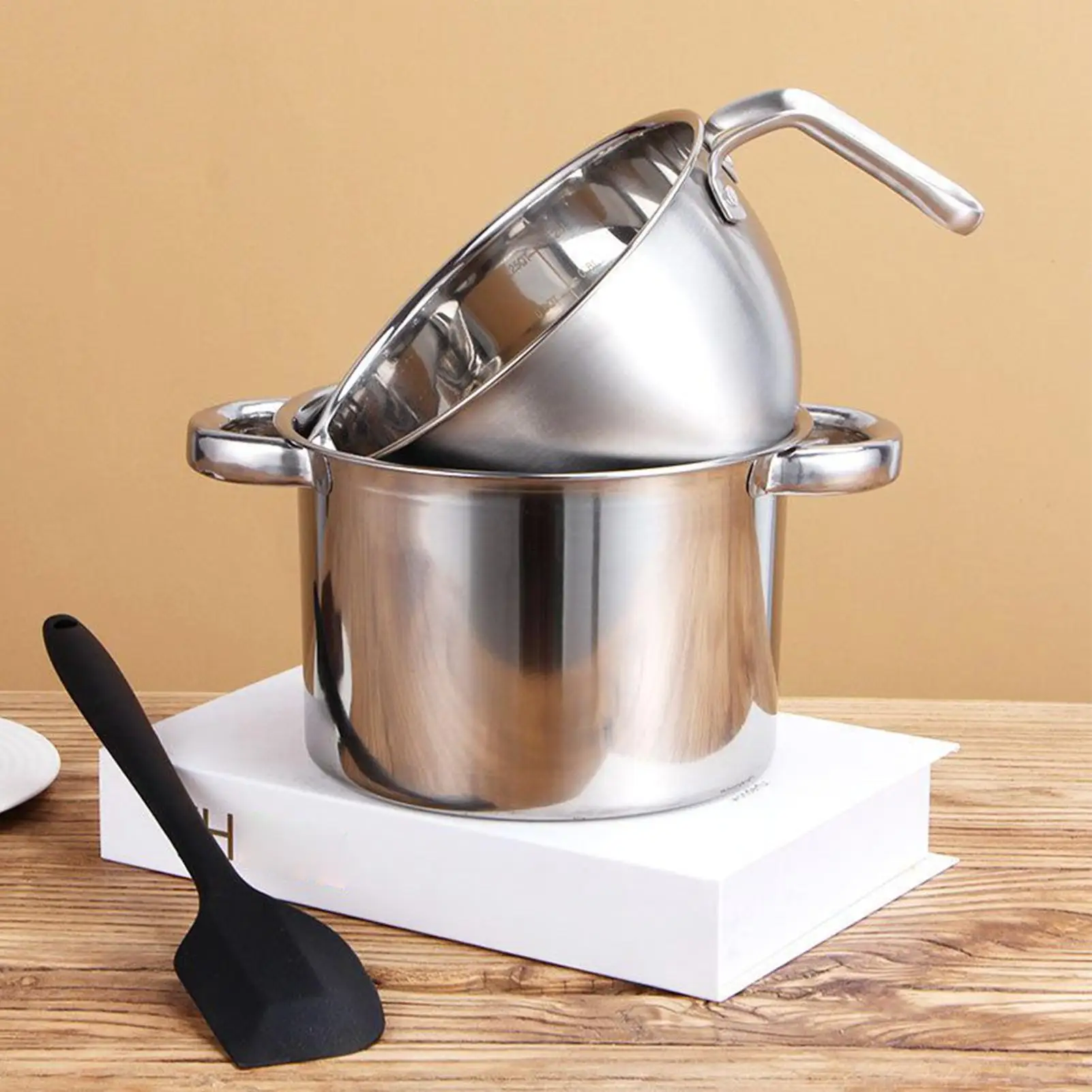 

Double Boiler Pot Set with Silicone Spatula 2L Chocolate Melting Pot 2.6L Pot for Melting Chocolate Candy Candle Making Supplies
