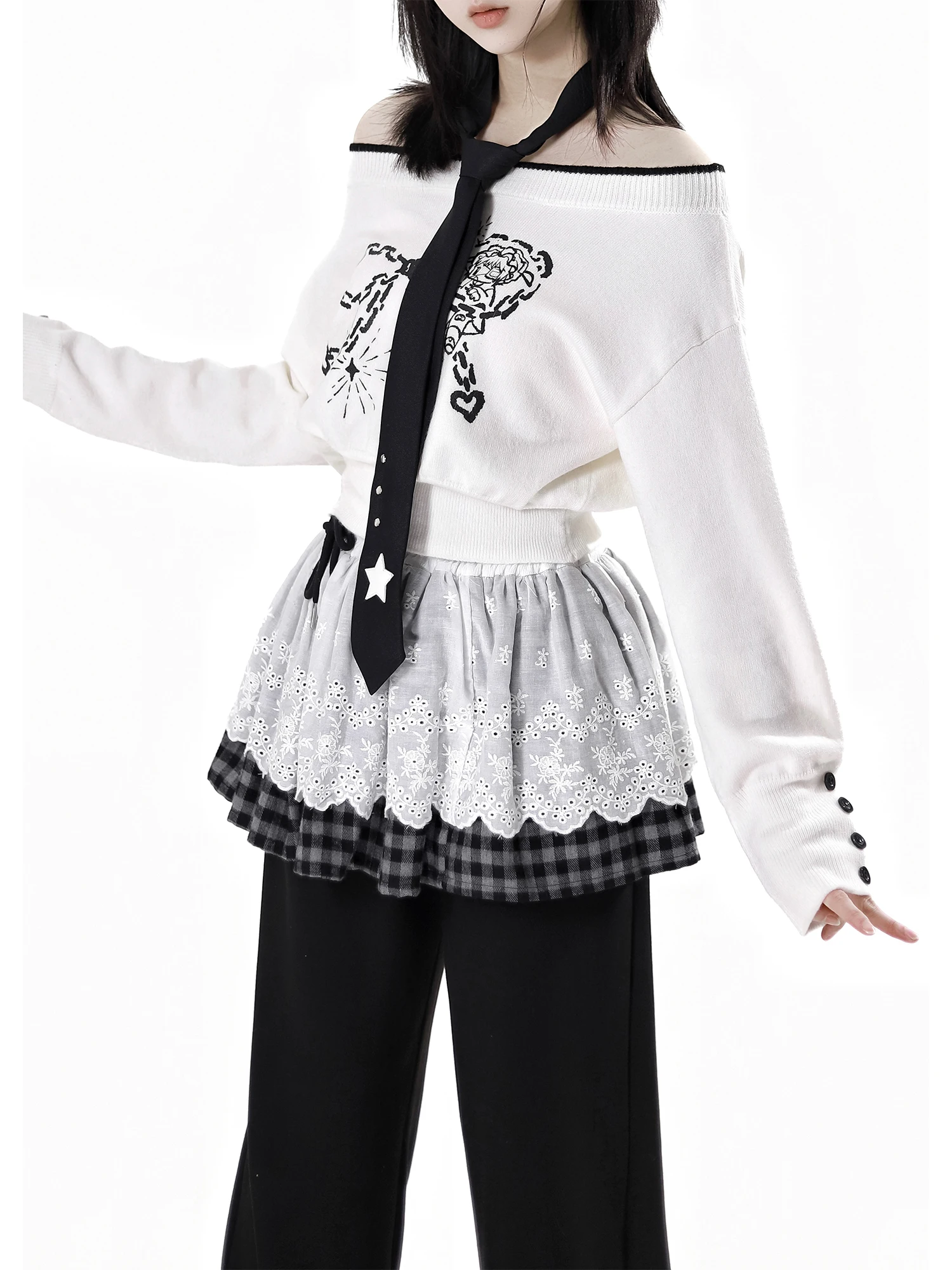 Original Design Student Y2K Sportswear Autumn New Girl's Sweet Cool Loose Slim Sweet Cool Hooded Jacket Sweaters Pants Skirt Set