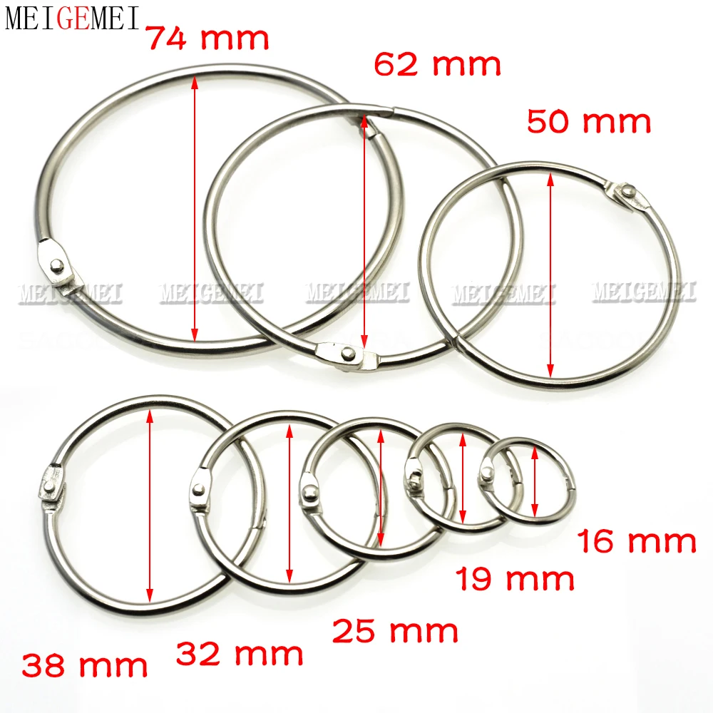 2pcs Loose Leaf Book Binder Hinge Snap O Ring Locking Keychain Metal Craft Parts silver