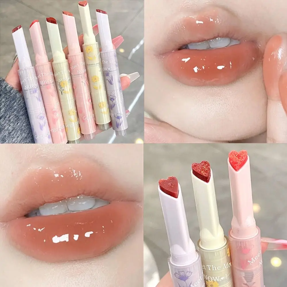 Korean Smooth Cosmetics for Women Long Lasting Lip Tint Gift Lip Gloss Jelly Mirror Lipstick Flower Lipstick Clear Lip Glaze
