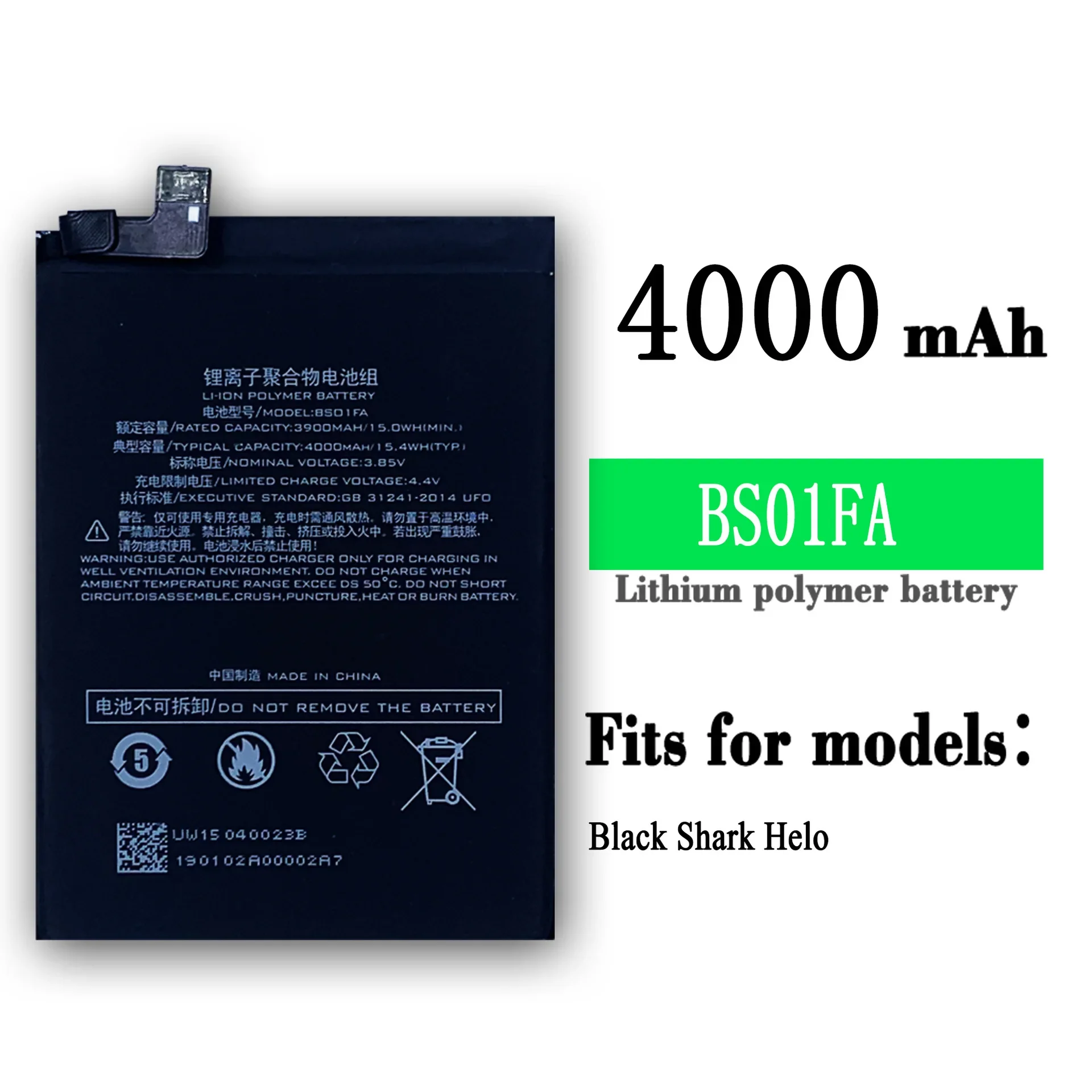 

BS01FA Battery For Xiaomi Black Shark HELO Dual SIM TD-LTE/ SKR-A0 AWM-A0 4000mAh Lithium Internal Batteries +Tools