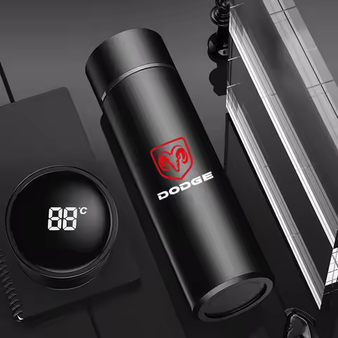 Thermos Coffee Mug Temperature Display Vacuum Flask for Dodge SRT NITRO Durango Caliber Viper Coolway CARAVAN JOURNEY with LOGO