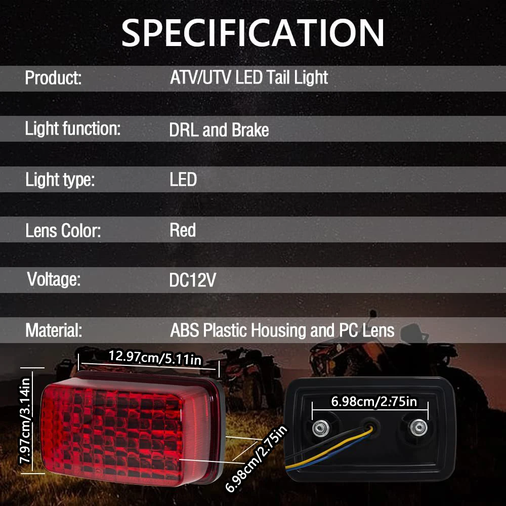 Motorcycle LED Taillight Brake Light 12V Retro Rear Light Running Light for Yamaha BANSHEE BLASTER BREEZE WARRIOR GRIZZLY KODIAK