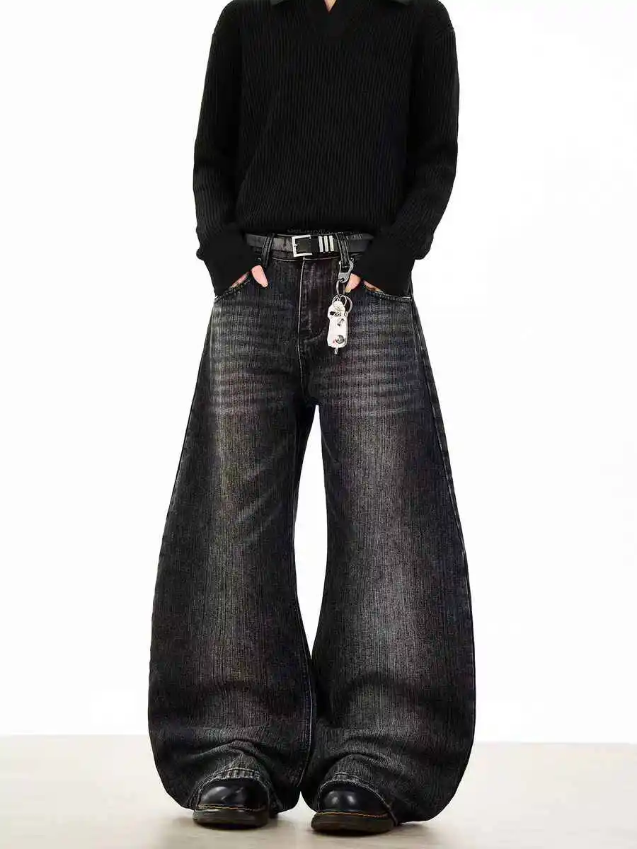 المرأة السوداء القوطية Y2k فضفاض ايمو الجينز Harajuku خمر سراويل جينز اليابانية 2000s نمط كبير الحجم صديقها الجينز السراويل 2025