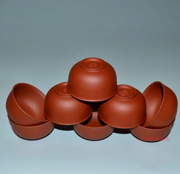 

1.2oz*8 real yixing zisha tea cup marked red stoneware cup for Oolong green tea