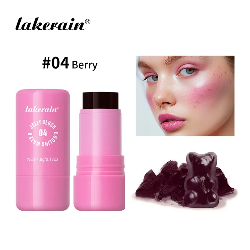 Lakerain Fruit Jelly Blush, Jelly Cheek Blush Lip Cheek Lip Tint Długotrwały nawilżający makijaż do konturowania twarzy