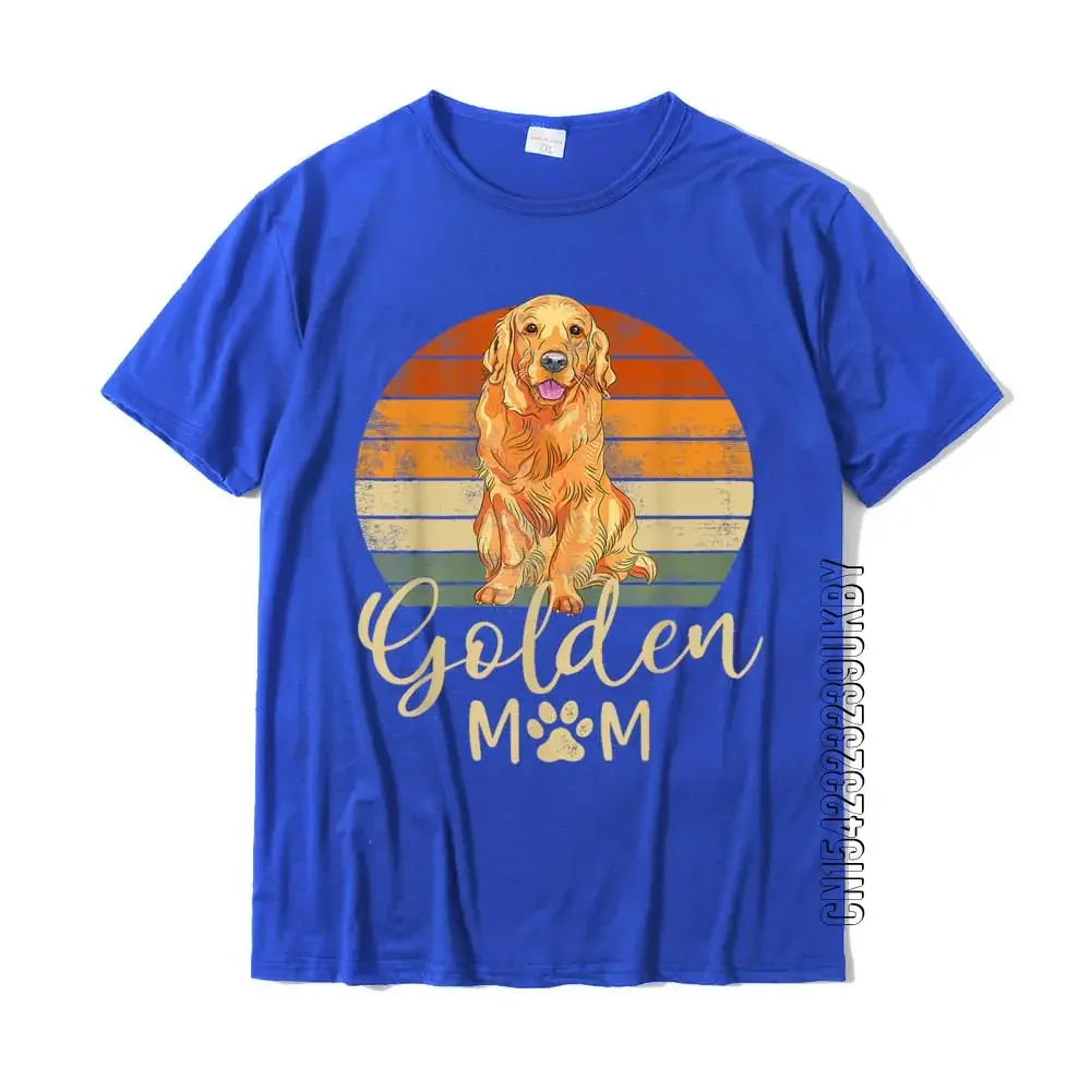 Golden Mom Men\'s Sunset Golden Retriever Men\'s Vintage T-Shirt Cotton Tights Collection Printed Cotton High Quality