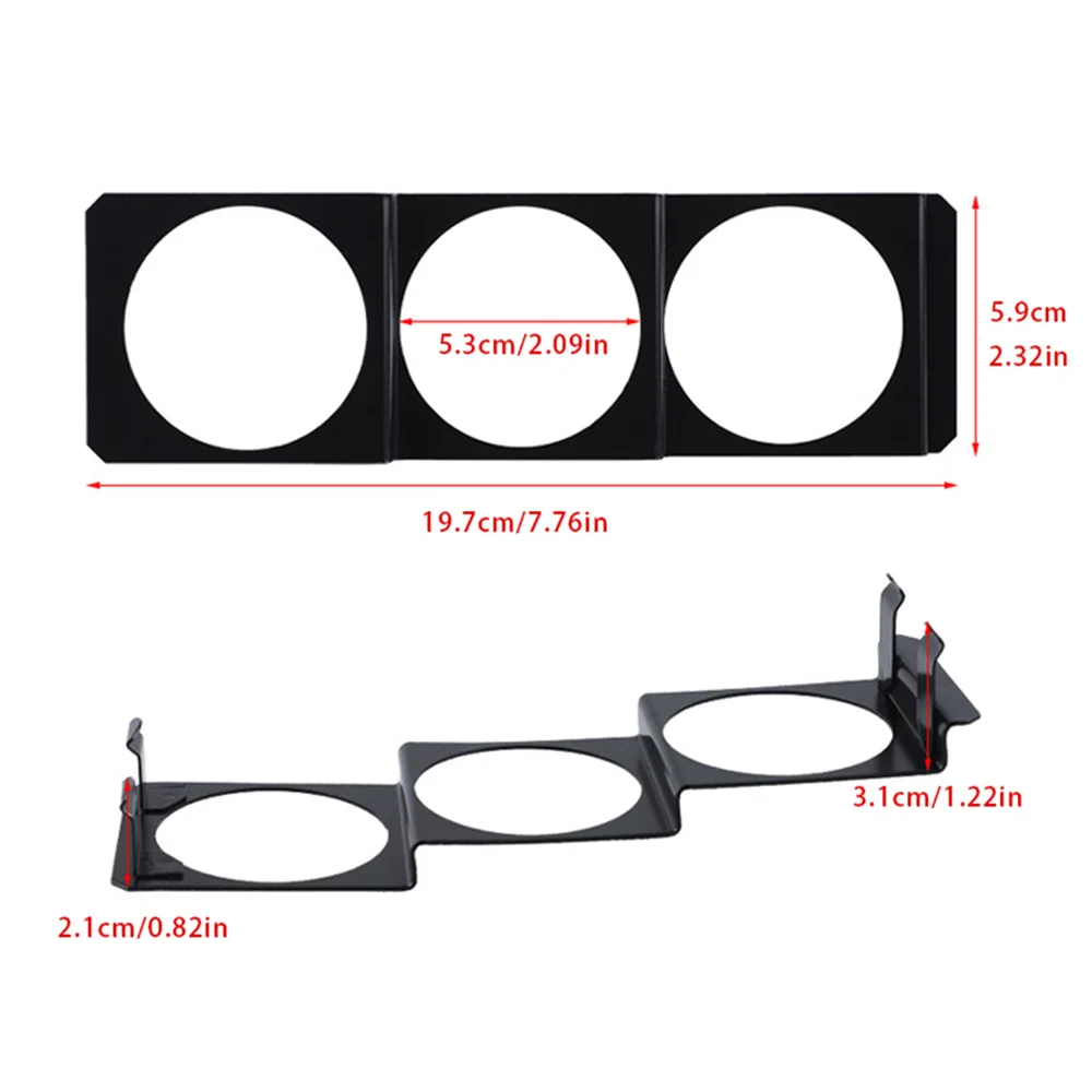 Universal 52mm 3 Hole Single DIN Radio Slot Triple Gauge Meter Panel Pod Black Iron Dash Mount for Auto Car