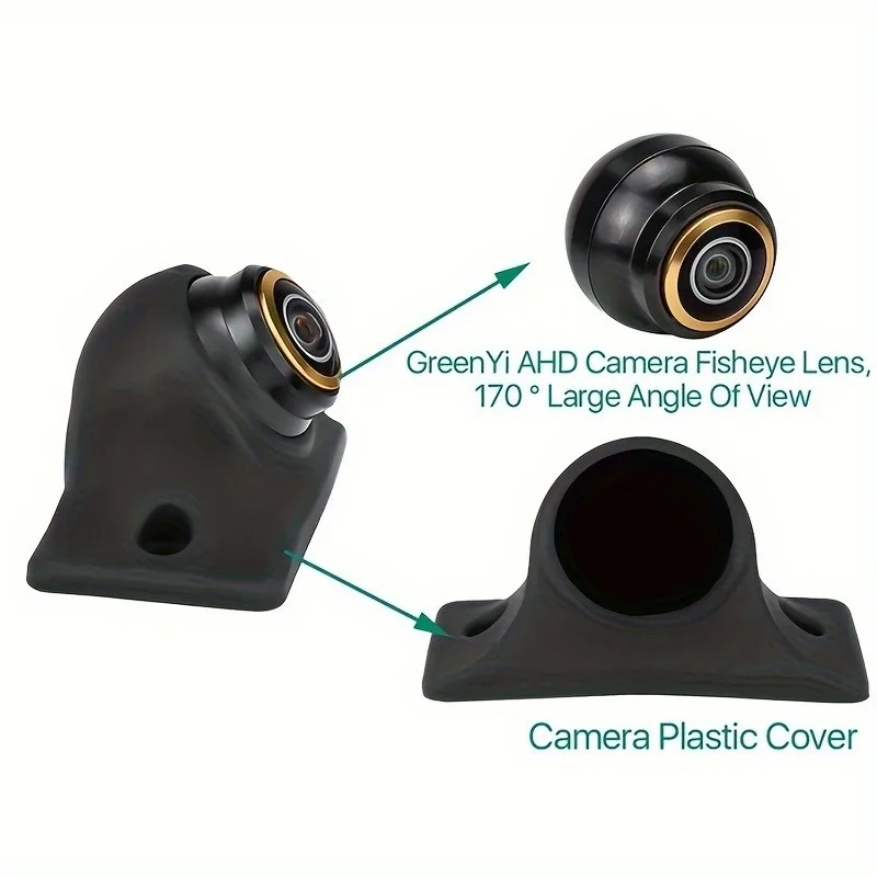 4-Pin AHD1080P/CVBS Car Rearview Camera with Front/Rear/Side Views, Parking Guide Lines & Wide Angle Lens -  Full-Color