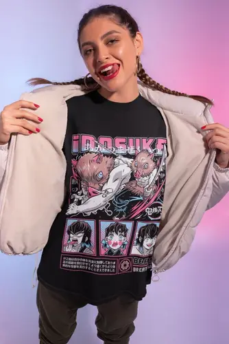 Imagen 2 del producto Camiseta Inosuke Demon Slayer Kimetsu No Yaiba Anime Manga regalo camisa todas las tallas