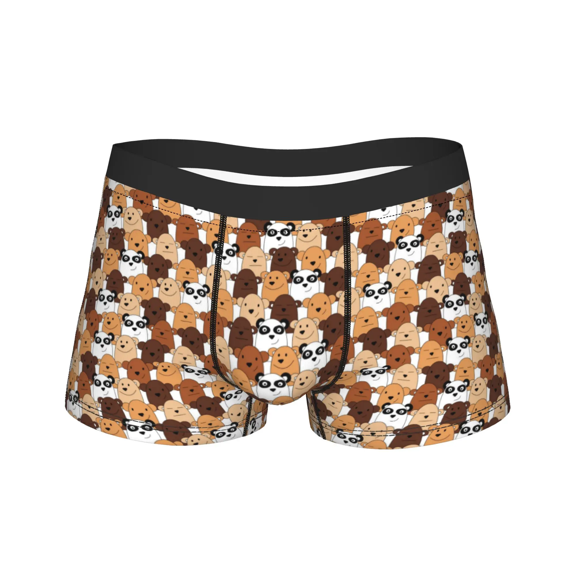 Happy Cartoon Bears Animal Cartoon Underwear  Elastic Underpants DIY Shorts Briefs For Men 3D Pouch Large Size Boxershorts