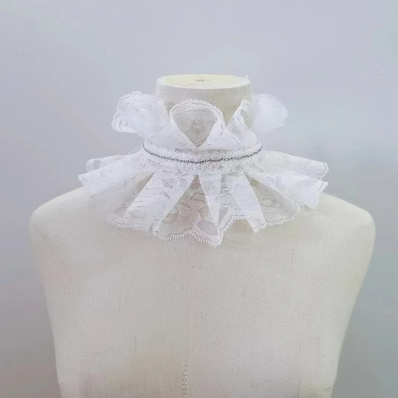 Victorian Collar Ruffled Court Collar Renaissance Sweet Lapel Collar for Shirt Blouse Decorative Spread False Collar