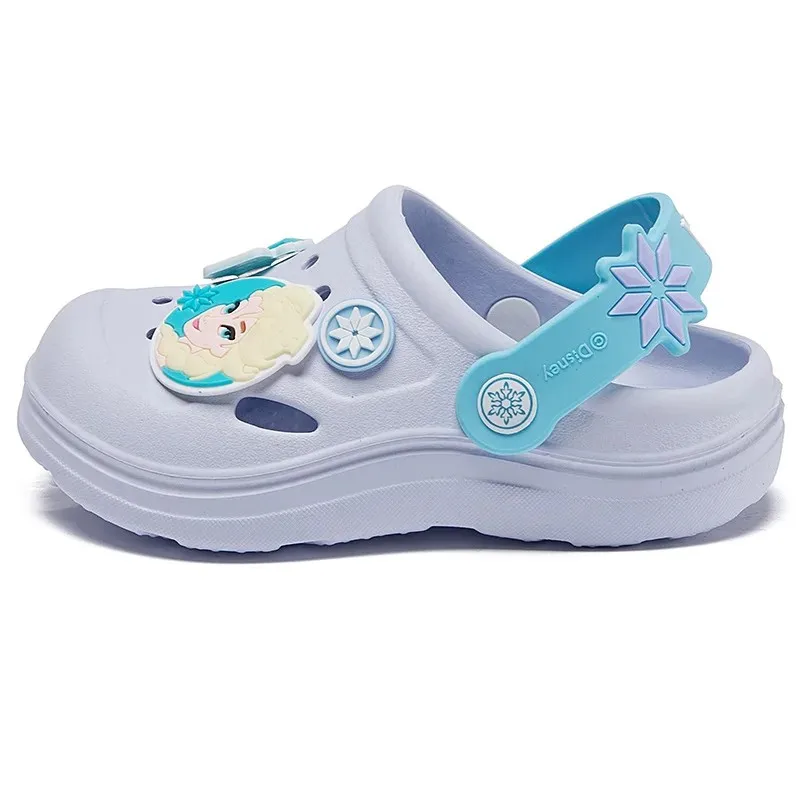 Disney Children\'s Casual Shoes Frozen Baby Indoor Home Anti slip Princess Elsa Cartoon Beach Blue EVA Summer Shoes Size 15-20