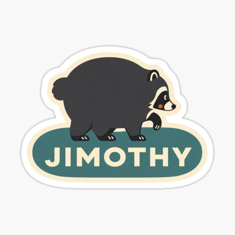 Jimothy Minimalist Ballard Raccoon Icon Sticker for Laptop Decor Bedroom Car Cute Cartoon Art Fashionable Public Suitcase
