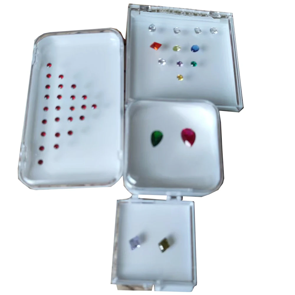

White Diamond Storage Box Clear Gemstone Jewelry Display Organizer Charms Rhinestone Box Sticky Bare Stone Gem Zircon Cover Tray