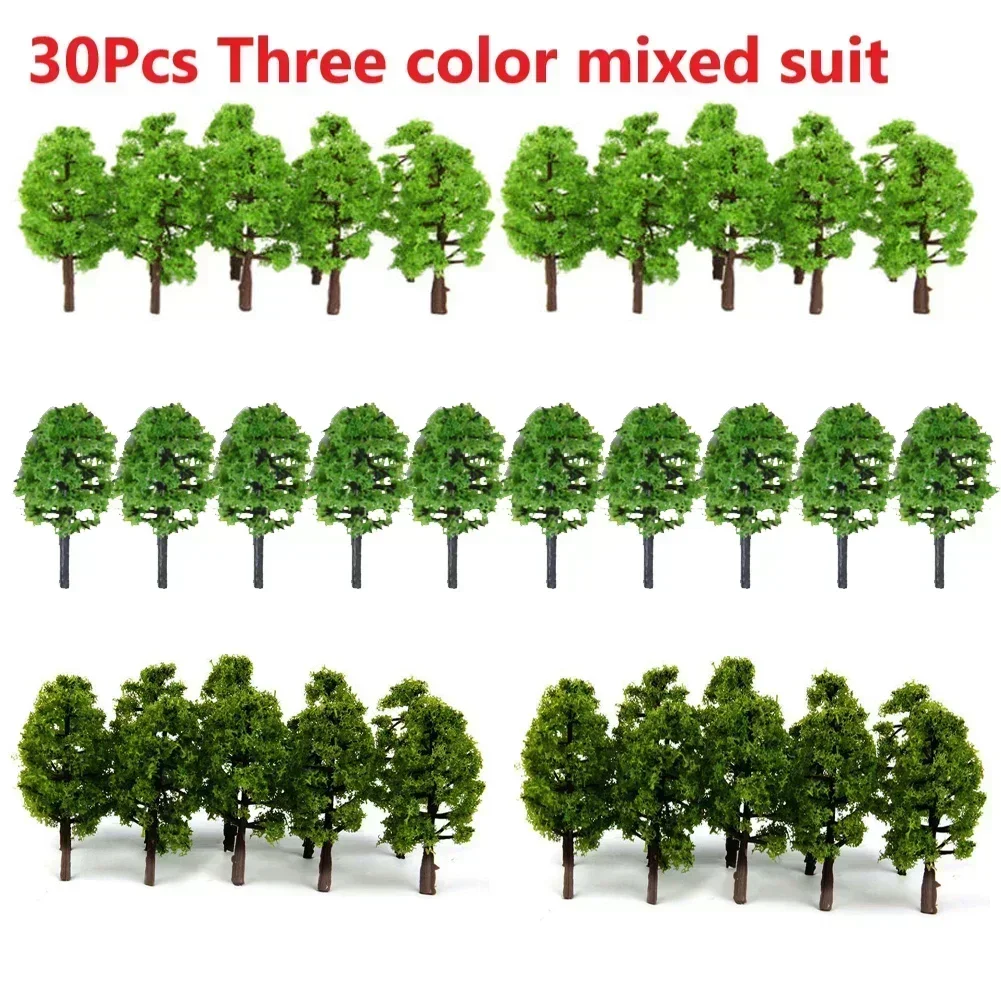 30pcs Simulation Model Tree 3.5cm Layout Train Railway Mixed Set 3D Landscape Artificial Miniature Tree Scenery Decoration Model