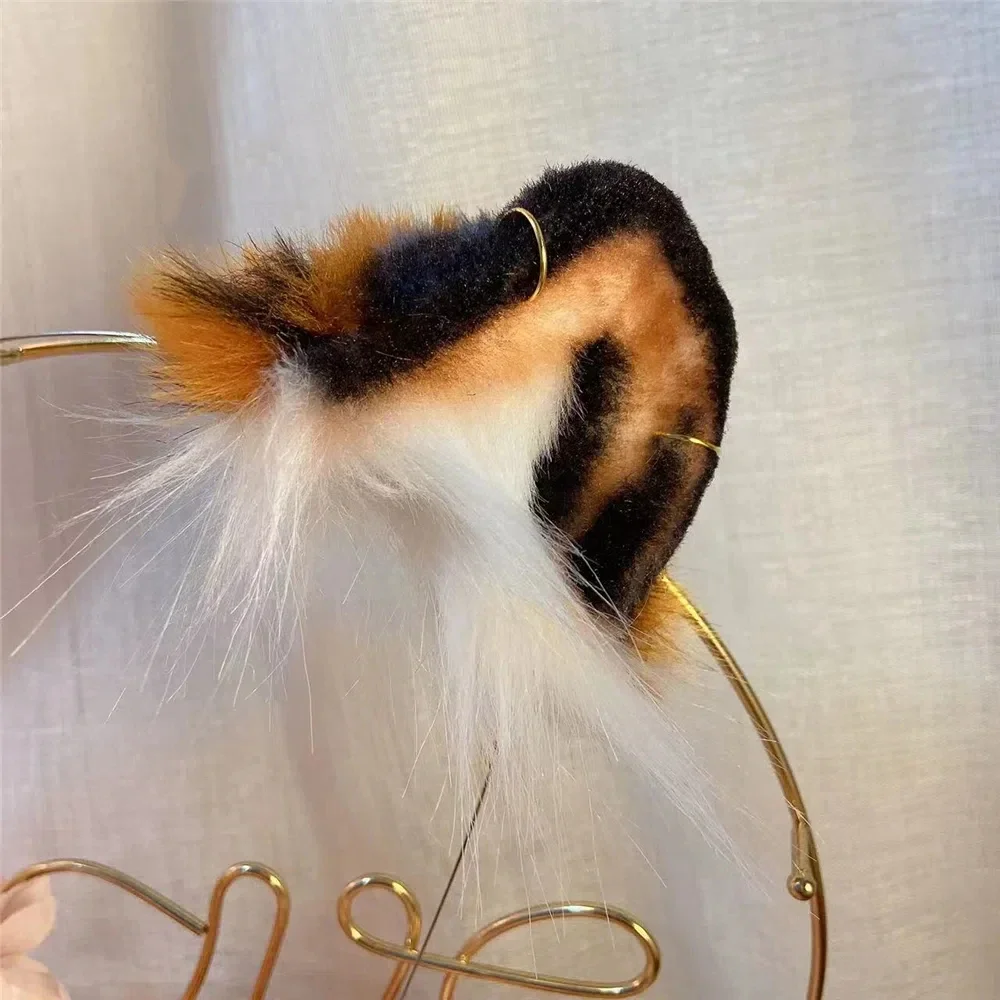 Custom Handmade Anime Beast Tiger Ears Hairhoop Headwear Tail for Halloween Christmas Game Party Cosplay Prop