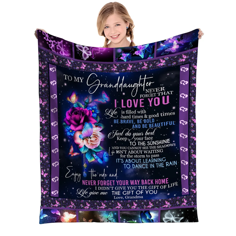 

Personalized Memorial Blanket To My Granddaughter From Grandma Grandpa Gift For Granddaughter Leisure watchingTV Sofabed Blanket