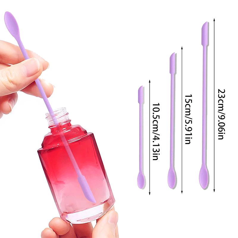 New 3Pcs Silicone Spatula Set Double-Headed Scraper Cosmetic Jam Cream Deep Bottle Mini Spatula Lengthened Tip Spa Makeup Tool