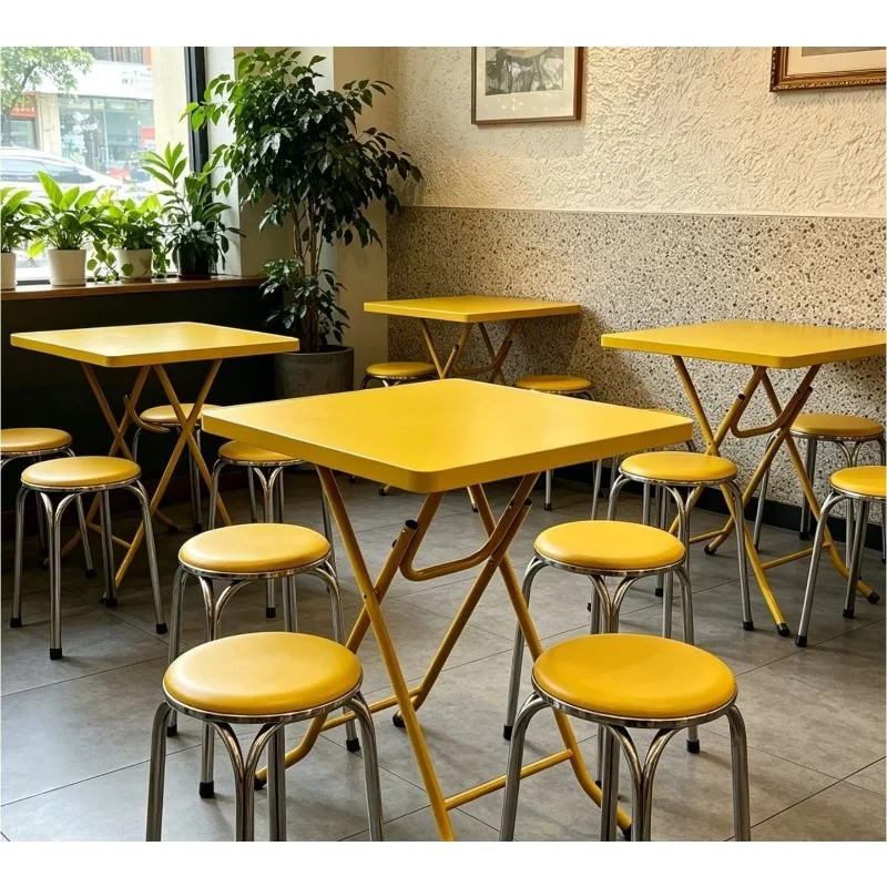 New Hong Kong-style tea restaurant fast food restaurant small round table, folding dining table and chairs, dining table 3