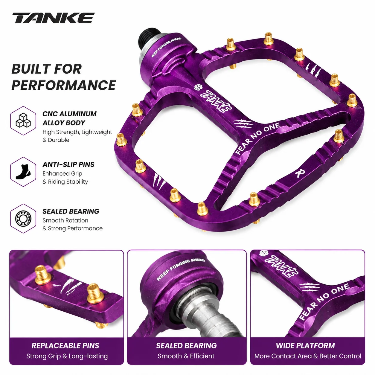 TANKE MTB Pedals Aluminum Allo - Pedal Platform Flat recension och pris
