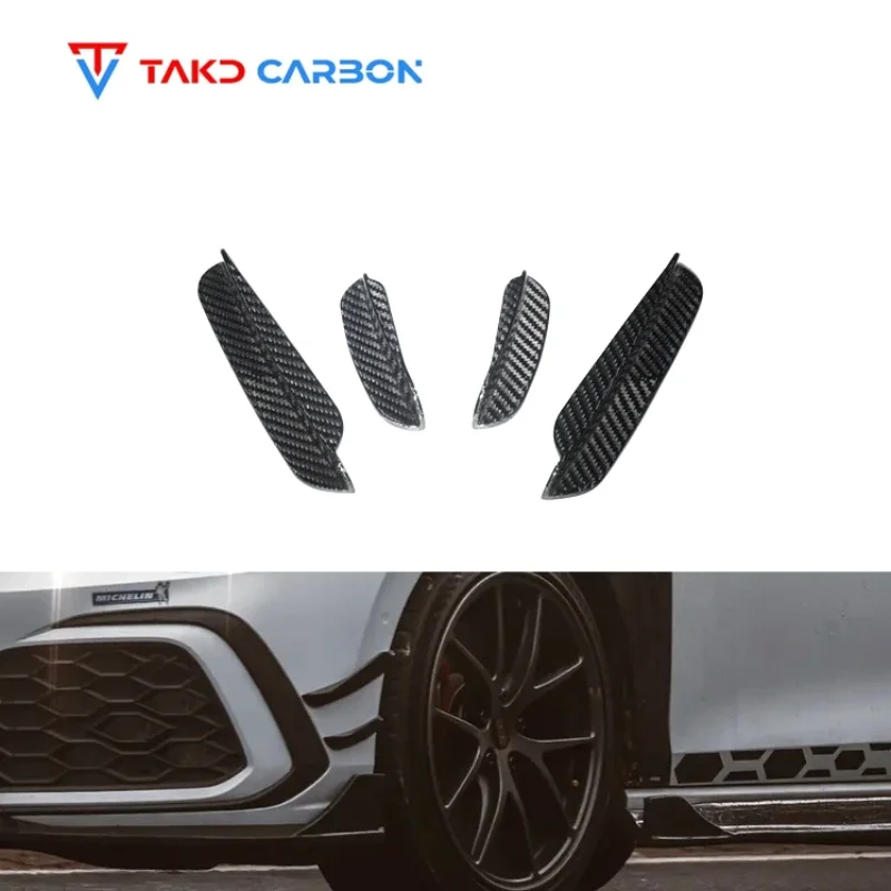 

Dry Carbon Fiber 3K Twill Car Front Bumper Side Canards Fins Car Parts for Volkswagen Golf 8 GTI 2021-2023