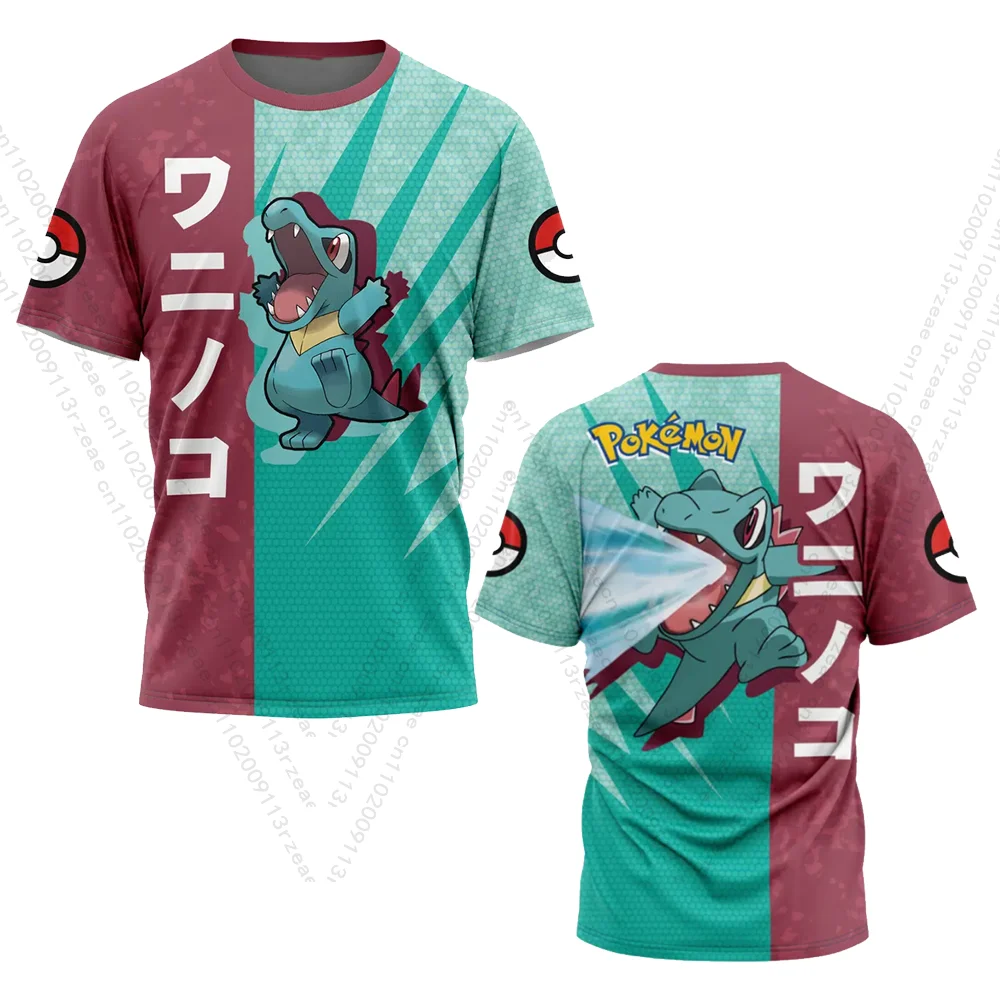 Anime pokemon legal camiseta totodile cosplay y2k meninos dos homens verão casual roupas dos desenhos animados uniforme presente brinquedo impressão manga curta