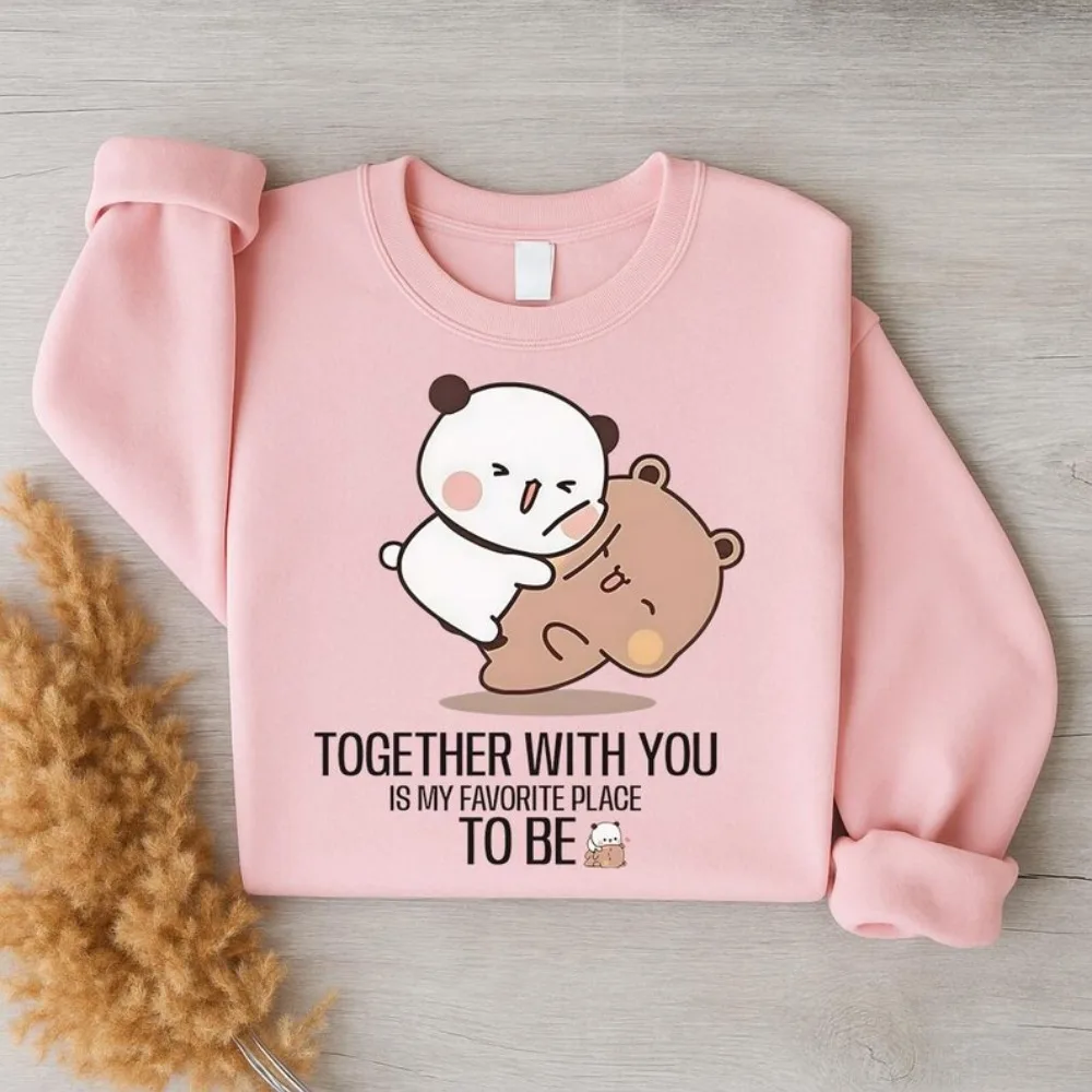 Bubu Dudu زوجين البلوز المعانقة الدببة هدية رومانسية الملابس هدية للذكرى السنوية ملابس الرجال النساء لطيف بلوزة كاجوال #1