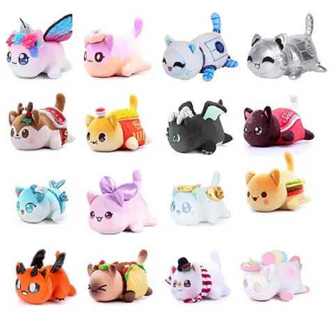 Meemeow Aphmau Plush Meemeows Food Cats Plushie Bunle Ahpmau French Fries Burger Pillow Plush Toys Kawaii Cute Plushy Cats Doll
