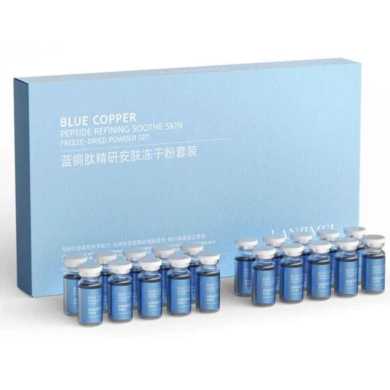 Blue Copper Peptide Freeze-dried Powder Set Firms Brightens Lifts Skin Oligopeptide Freeze-dried Powder Soothes Skin Non-sticky