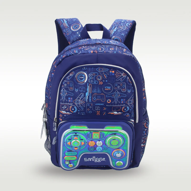 Australia smiggle children's schoolbag boys Blue game console shoulder backpack student supplies  16 inches