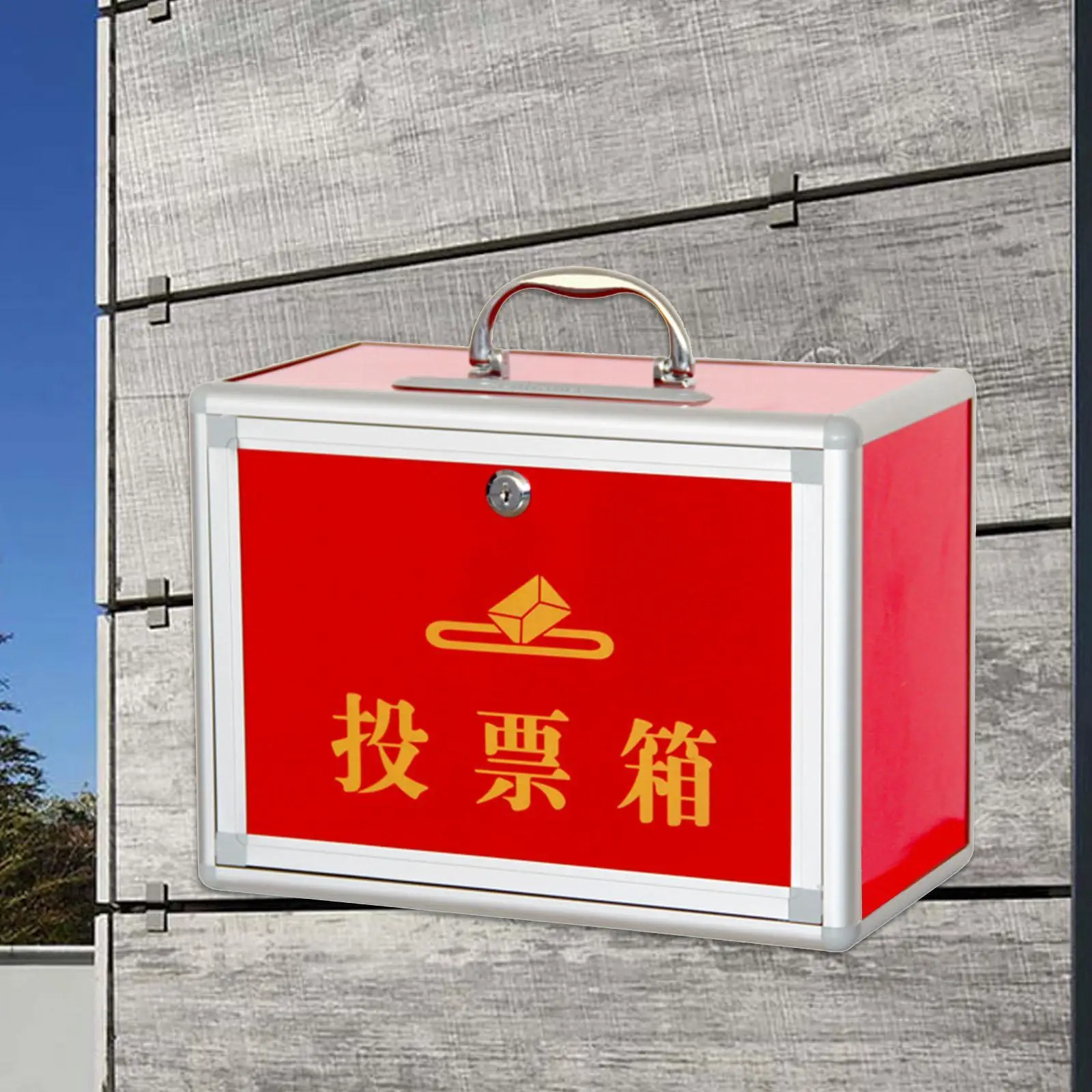 Ballot Box with Slot Aluminum Alloy Charity Donation Ballot Box Portable Locking Suggestion Box for Voting Selection